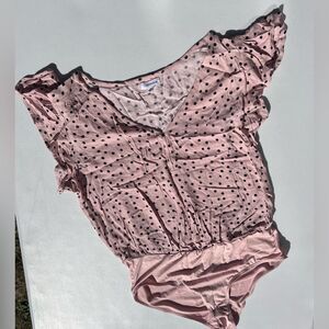 Eyeshadow Blush Bodysuit with Black Dots